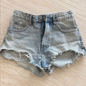 Zara Denim Frayed Hem Shorts